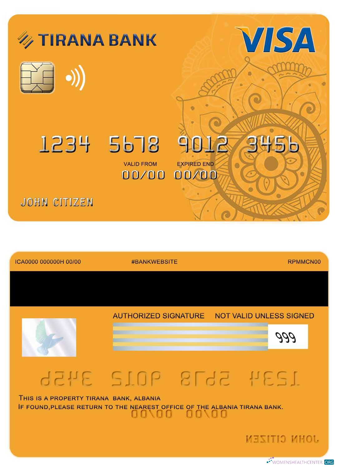 Download Albania Tirana bank visa card Photoshop template
